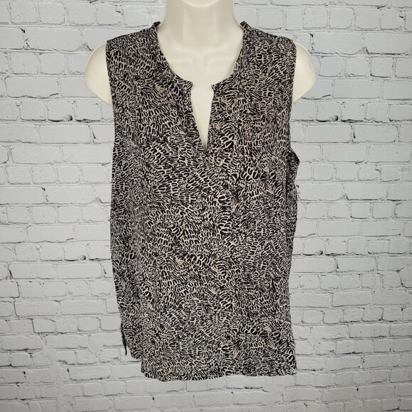 L'AGENCE Tops - L'Agence Black Print 100% Silk Lightweight Sleeveless Blouse Top Size 2
